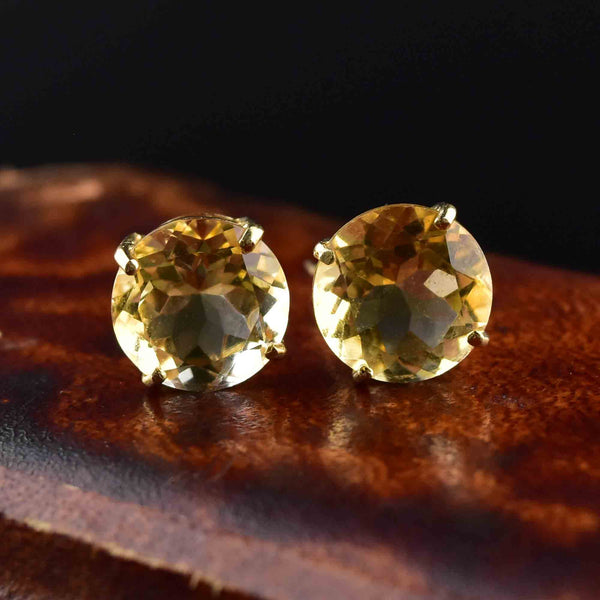 Vintage 7 CTW Citrine Stud Earrings in 14K Gold - Boylerpf