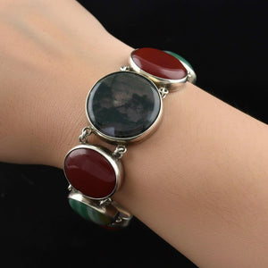 Vintage Silver Scottish Moss Agate Amethyst Bracelet - Boylerpf