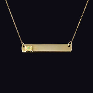 Vintage 10K Gold Horizontal Bar Opal Pendant Necklace - Boylerpf