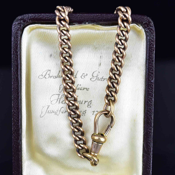 Antique Gold Pocket Watch Curb Chain Bracelet - Boylerpf