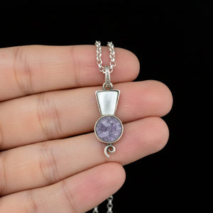 Antique Silver Scottish Agate Thistle Charm Pendant Necklace - Boylerpf