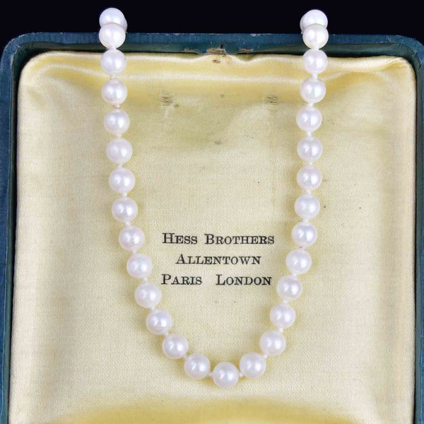 Vintage 18 Inch 14K Gold White Pearl Strand Necklace - Boylerpf