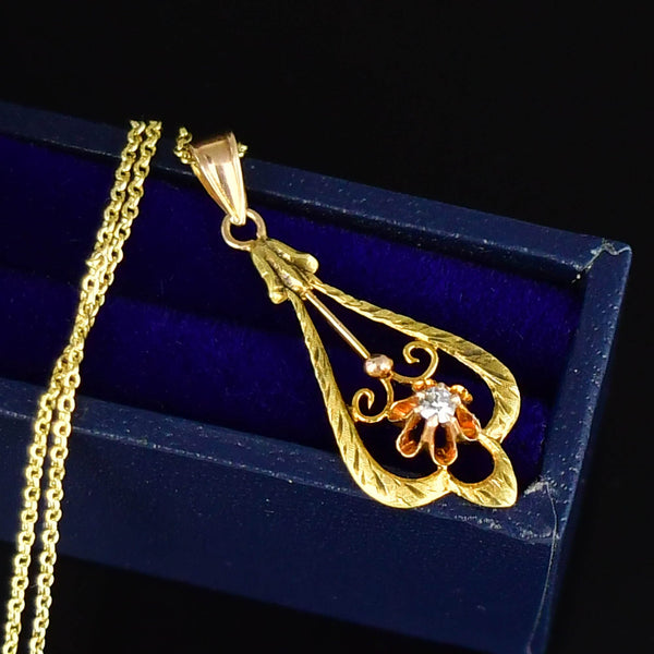 ON HOLD Antique Diamond Buttercup Necklace in 10K Gold - Boylerpf