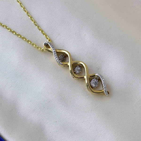 Vintage 10K Gold Crossover Diamond Journey Pendant Necklace - Boylerpf