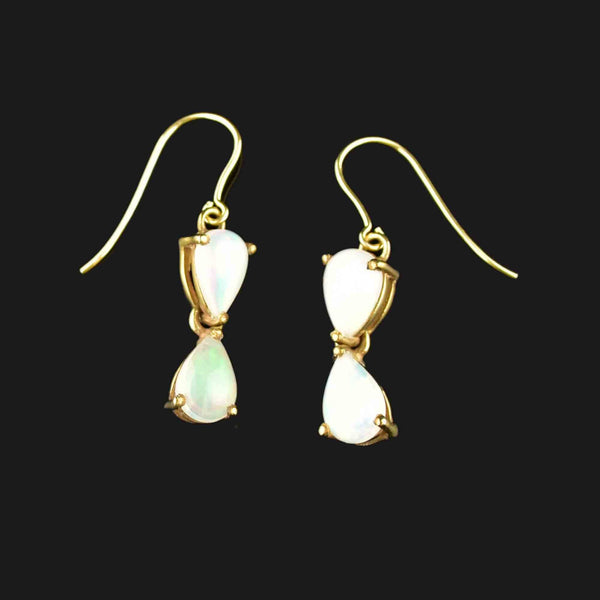 Vintage Gold Pear Cut Opal Earrings - Boylerpf