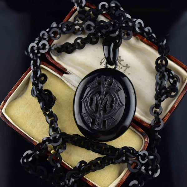 Whitby Jet Locket Antique Whitby Jet Victorian Mourning Locket Necklace – Boylerpf