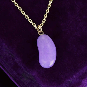 Vintage Gold Natural Amethyst Lucky Bean Pendant Necklace - Boylerpf
