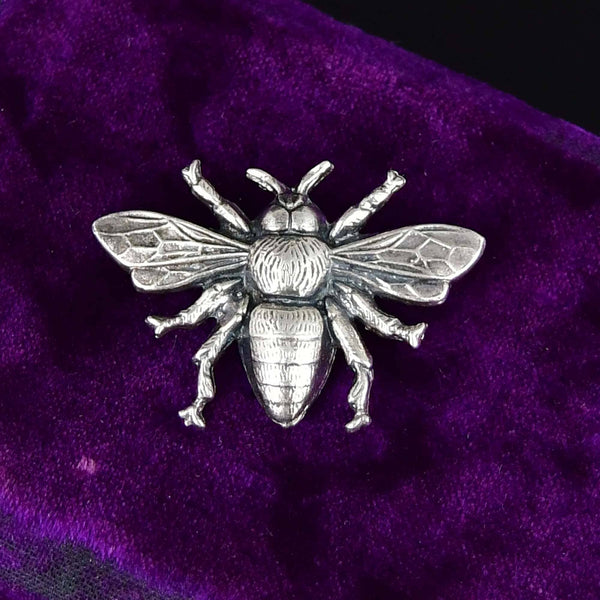 Vintage Sterling Silver Flying Bee Brooch