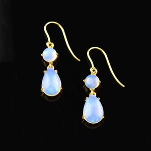 Vintage Art Deco Style Jelly Opal Drop Earrings - Boylerpf