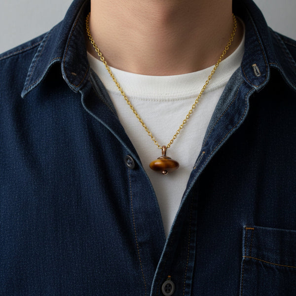 Vintage Tigers Eye Gold Pendant Necklace