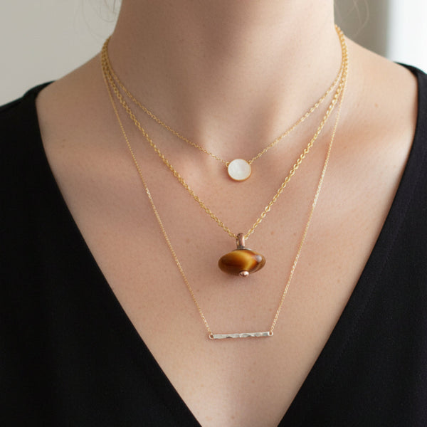 Vintage Tigers Eye Gold Pendant Necklace