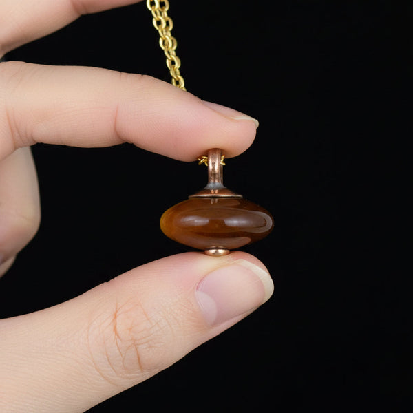 Vintage Tigers Eye Gold Pendant Necklace