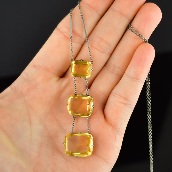 Art Deco Sterling Silver Citrine Necklace