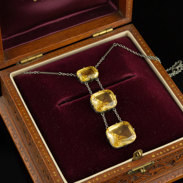Art Deco Sterling Silver Citrine Necklace