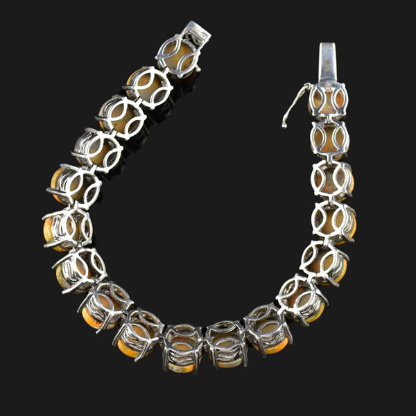 Vintage Silver Bumblebee Jasper Agate Chain Bracelet - Boylerpf
