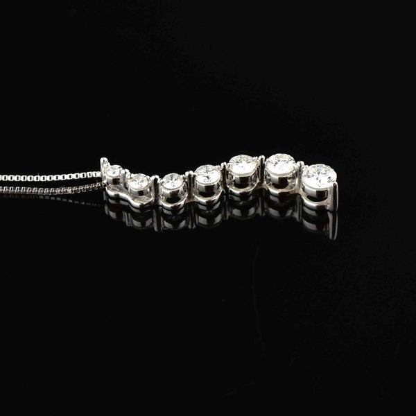 14K White Gold Diamond Journey Pendant Necklace - Boylerpf