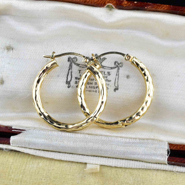 Vintage Solid 10K Gold Hoop Earrings - Boylerpf