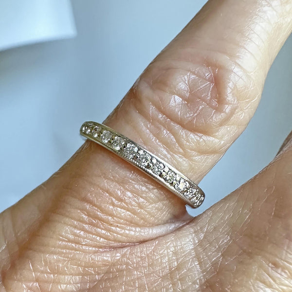 Vintage 14K White Gold Diamond Half Eternity Band Ring - Boylerpf