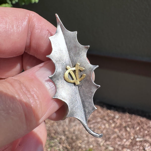 Cellarius French Art Nouveau Ivy Leaf Gold Initial Brooch - Boylerpf
