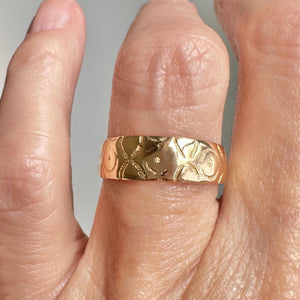 Antique Victorian Forget Me Not Engraved 18K Gold Ring Band - Boylerpf