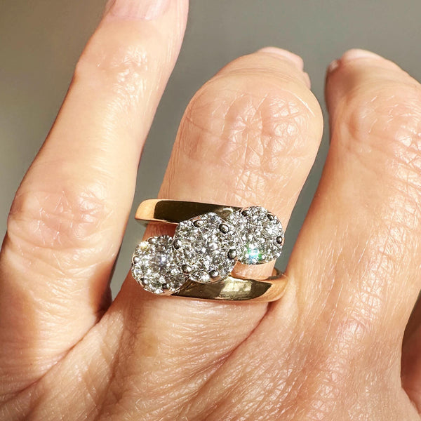 Exceptional 1 CTW Diamond Cluster Cocktail Ring in Gold