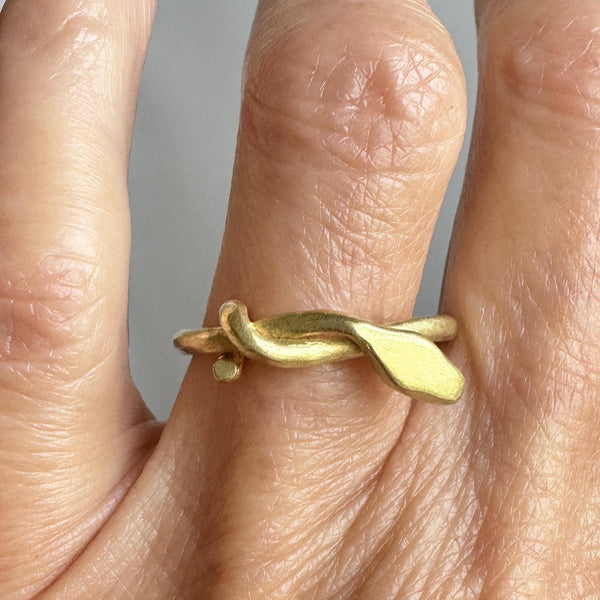 Superb Handmade 18K Gold Snake Ring Band, One of a Kind - Boylerpf