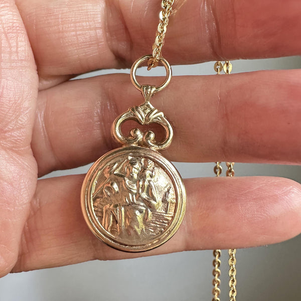 Gold Poseidon Embossed Working Compass Pendant - Boylerpf