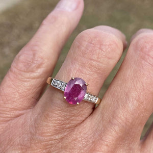 Vintage Gold Oval Natural Ruby and Diamond Ring - Boylerpf
