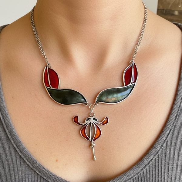 Pat Cheney Scottish Enamel Pendant Necklace, Art Nouveau - Boylerpf