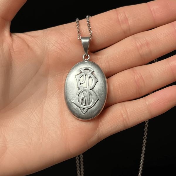 Antique Victorian Sterling Silver Mourning Locket Necklace - Boylerpf