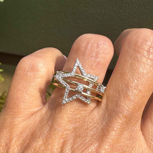 Designer Sonia B 14K Gold Diamond Star Ring - Boylerpf
