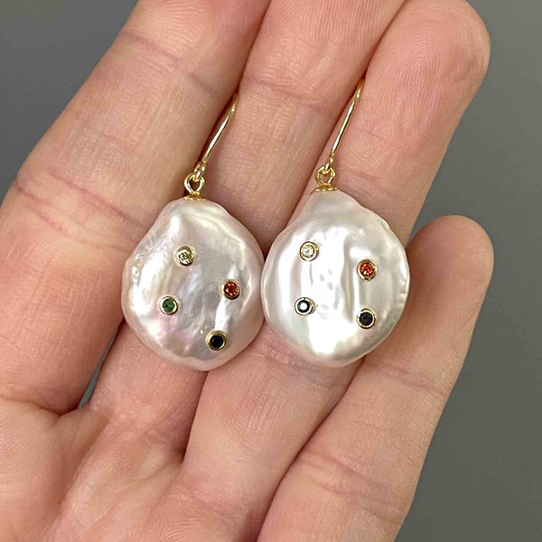 Vintage 9K Gold Gemstone Baroque Pearl Earrings – Boylerpf