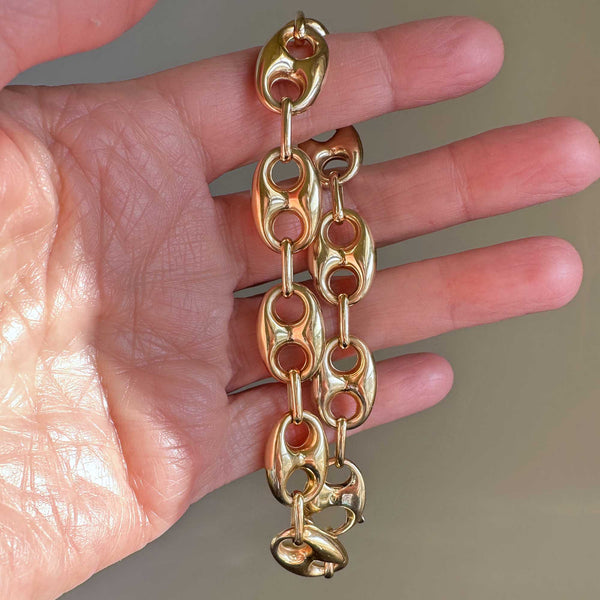 Vintage 14K Gold Gucci Puffy Mariner Link Bracelet, 9.5 in - Boylerpf