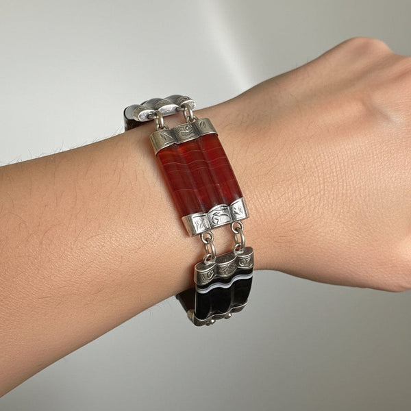 Victorian Scottish Agate Bracelet with Heart Padlock - Boylerpf