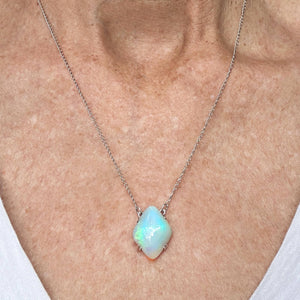 Antique 8CTW Cabochon Natural Australian Opal Pendant Necklace - Boylerpf