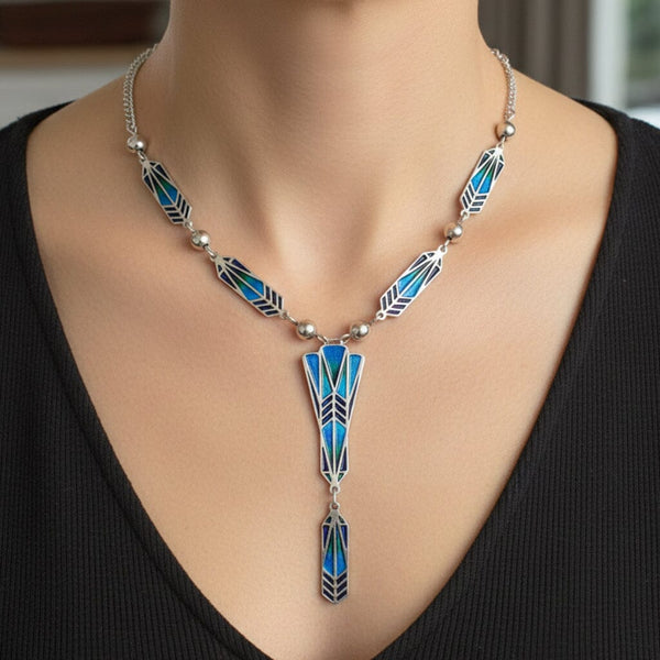 Pat Cheney Vintage Enamel Necklace, Scottish Art Nouveau - Boylerpf