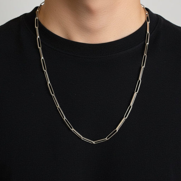 Antique Sterling Silver Paperclip Chain Necklace 24.75 - Boylerpf