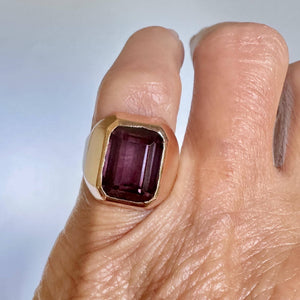 Retro 10K Gold Color Change Sapphire Signet Ring - Boylerpf