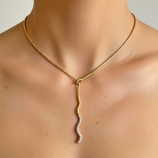 Tiffany & Co Diamond Snake Necklace 18K Gold Pendant - Boylerpf
