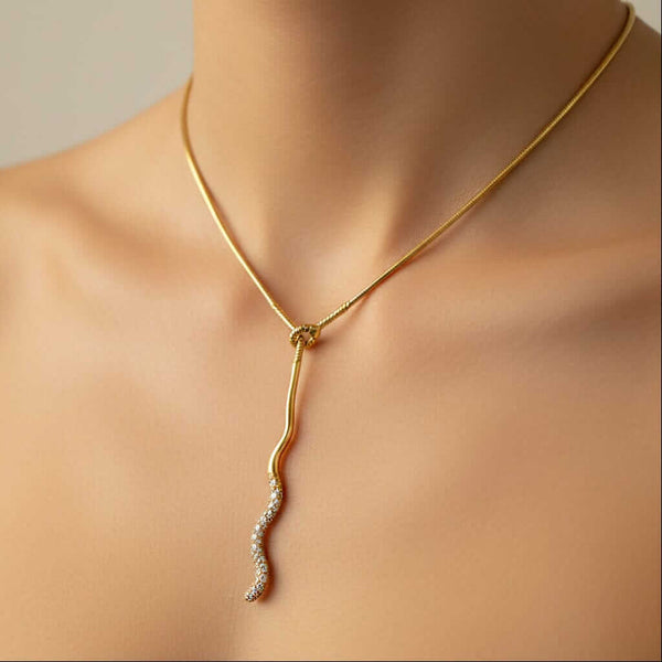 Tiffany & Co Diamond Snake Necklace 18K Gold Pendant - Boylerpf