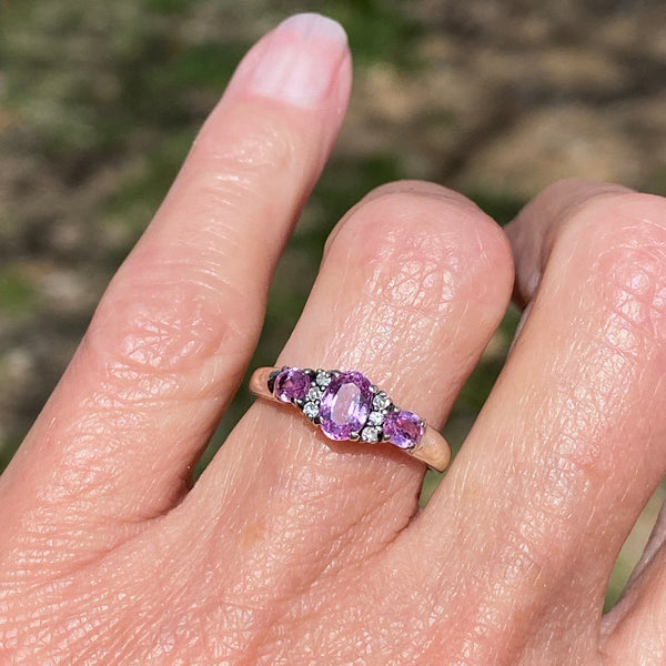 Pink Sapphire Pear Shape Halo Engagement Ring | Lauren B Jewelry
