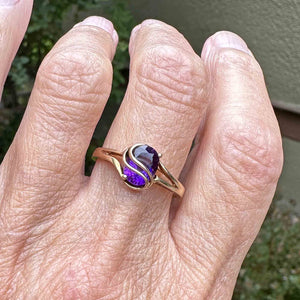 Vintage 10K Gold Bypass Amethyst Ring, Sz 9 - Boylerpf