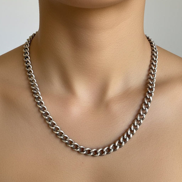 Antique Victorian Sterling Silver Curb Chain Necklace - Boylerpf