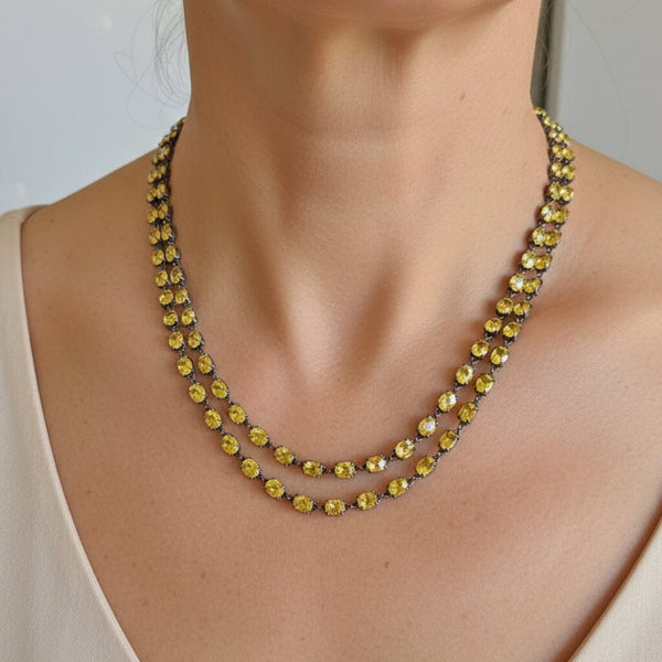 Reversible Yellow Sapphire & Diamond 40" Gold Necklace - Boylerpf