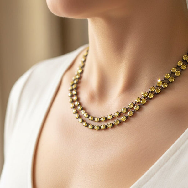 Reversible Yellow Sapphire & Diamond 40" Gold Necklace - Boylerpf