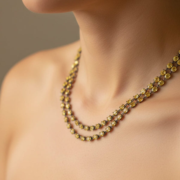 Reversible Yellow Sapphire & Diamond 40" Gold Necklace - Boylerpf