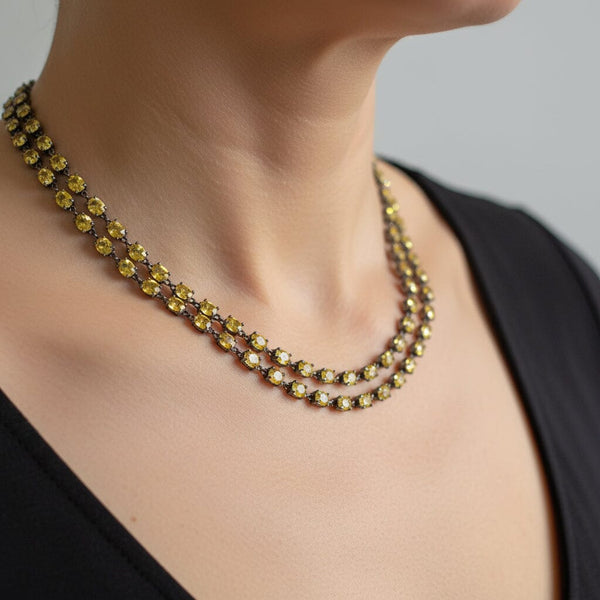 Reversible Yellow Sapphire & Diamond 40" Gold Necklace - Boylerpf