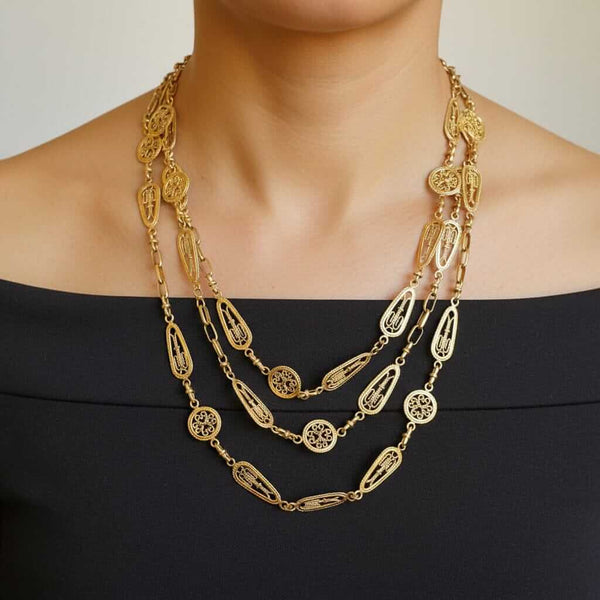 Antique French 18K Gold Guard Chain Necklace 62" Long Belle Époque - Boylerpf