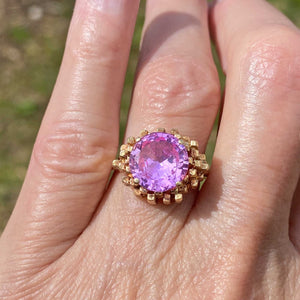 Ultra Modern Brutalist 14K Gold Pink Spinel Cocktail Ring - Boylerpf