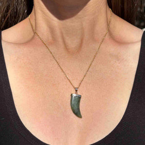 Vintage Gold Jade Tiger Claw Pendant Necklace - Boylerpf